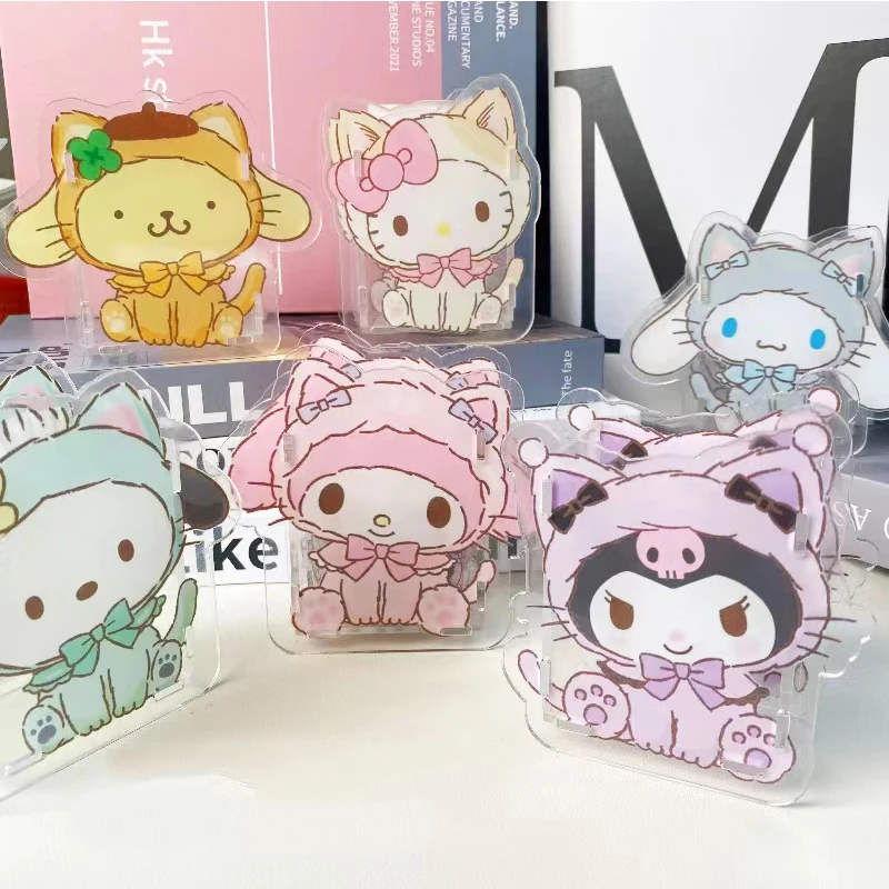 Sanrio Cinnamoroll Mymelody Kuromi Pochacco Pompom Purin Acrylic Pen Holder Stationery Storage Box Desk Organizer Pencil Holder