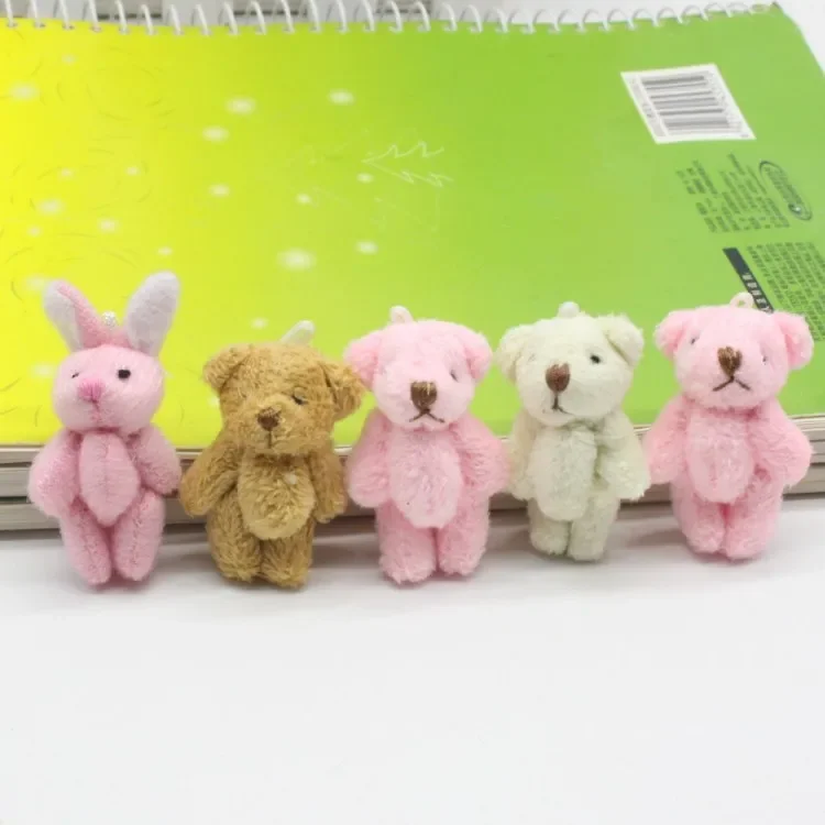 20pcs Kawaii Small Bears Plush Toys 4cm Mini Teddy Bear Stuffed Plush Dolls For Girl Keychain Joint Movable Bear Children Gift