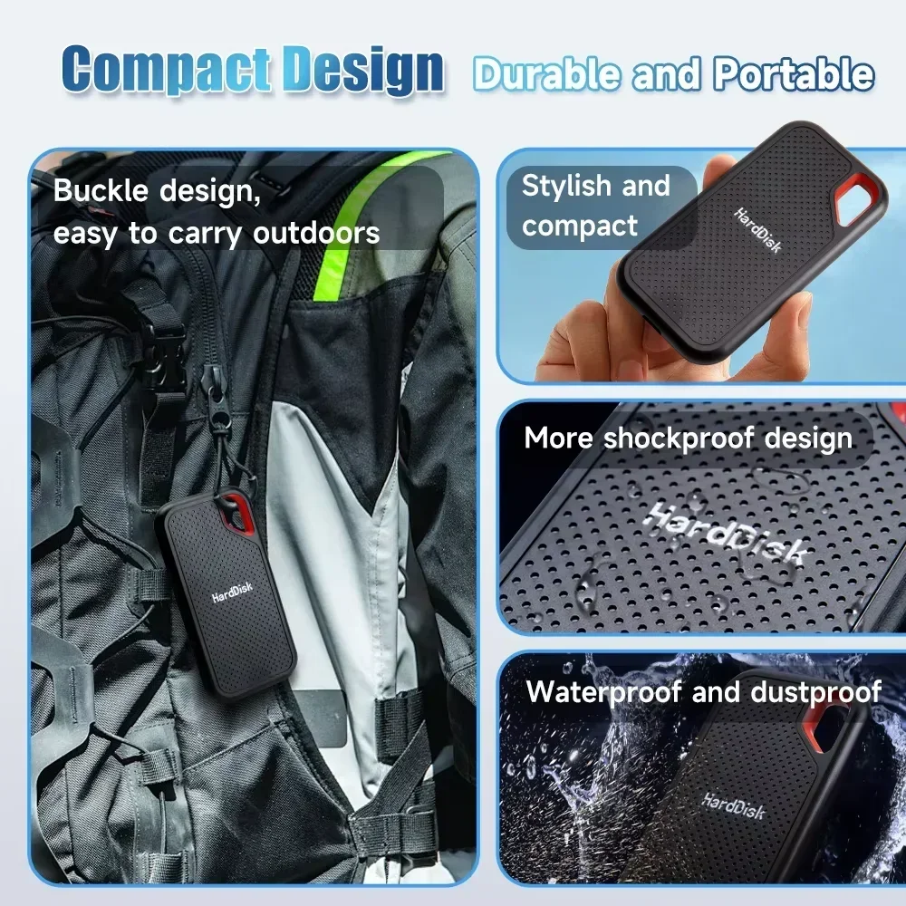 محرك الأقراص الصلبة الخارجي 2 تيرا بايت SSD محمول عالي السرعة محرك الحالة الصلبة 256 تيرا بايت سعة كبيرة جهاز تخزين القرص الصلب لأجهزة الكمبيوتر المحمولة/الكمبيوتر