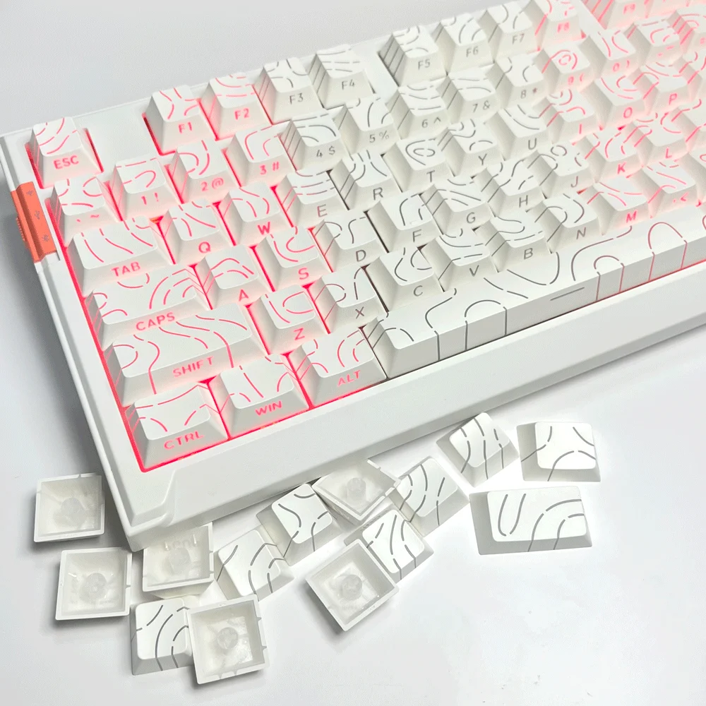 Super Contour Stripe Light PBT-Tastenkappen für mechanische Tastaturen, Cherry-Höhe, Tastenkappen für 61/68/75/84/87 Tasten, Gaming-Tastatur – Detail 2