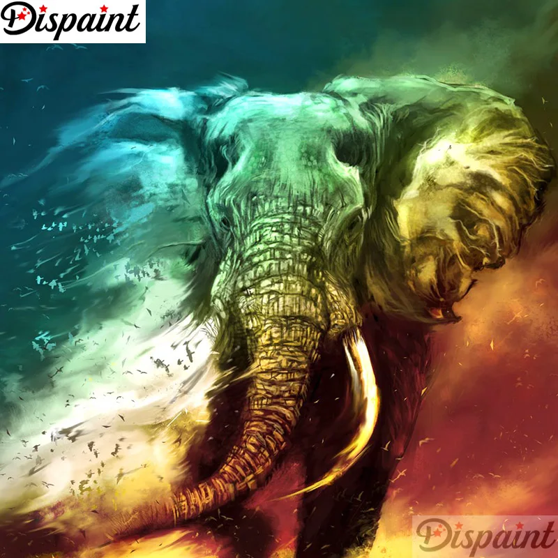 

Dispaint полная квадратная/круглая дрель 5D DIY алмазная живопись "красочный слон" вышивка крестиком 3D домашний декор A12782