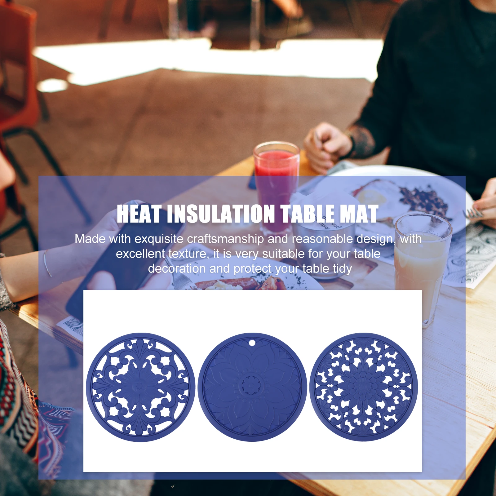 

3 Pcs Heat Insulation Mats Thickened Silica Gel Non Slip Hollow Kitchen Table Coasters Bowl Dish Protective