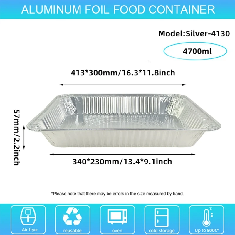 Disposable Aluminum Foil Containers 4700ml Large Capacity with Lids 10pcs Pack BBQ Baking Food Grade Takeaway Box Portable