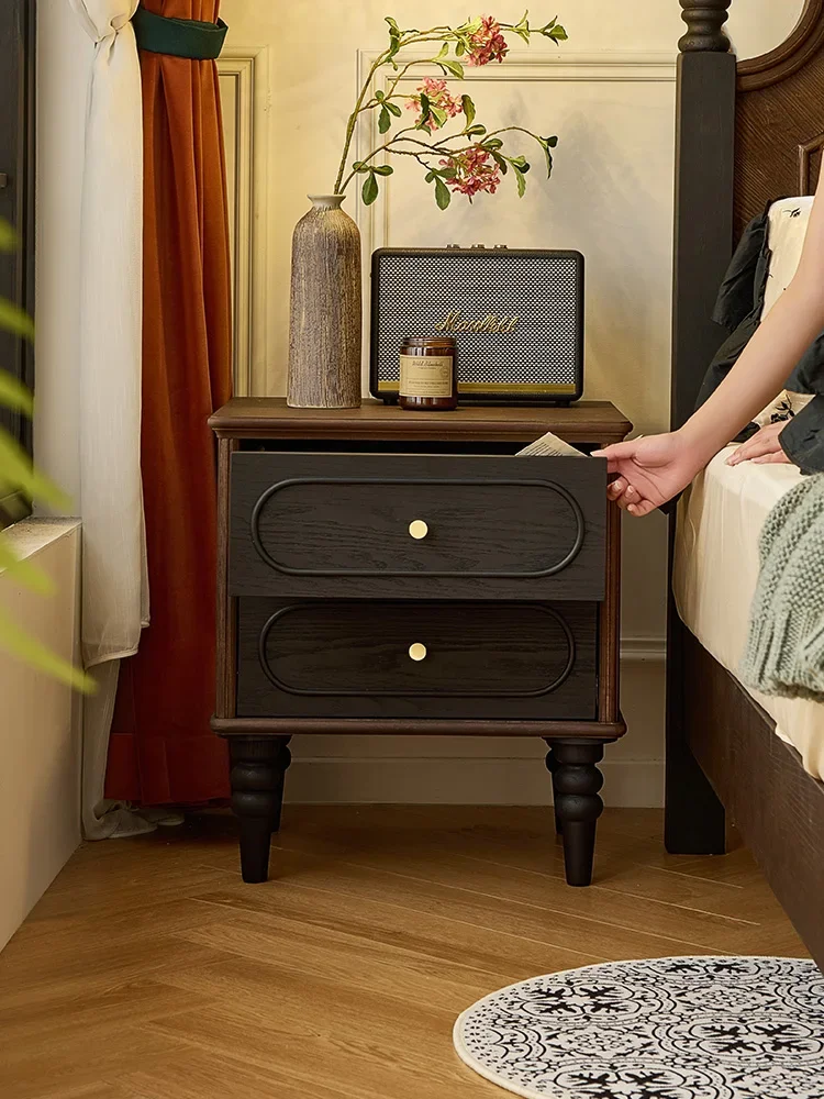 French retro solid wood chest medieval bedroom home bedside cabinet