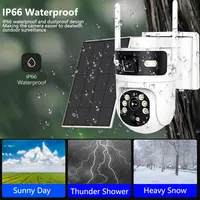 8MP 4K 4G SIM Card PTZ IP Camera Record Built-in Battery Dual Lens Solar Outdoor Camera Solar Panel P2P ICam365 PIR Detection 4