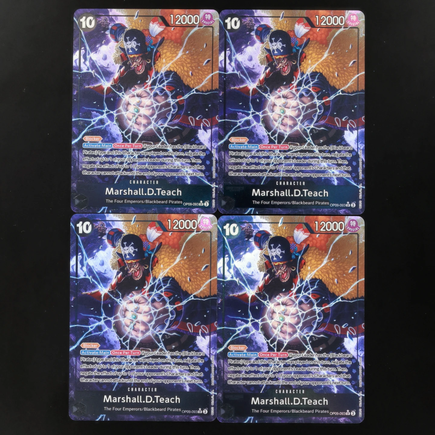 Tarjeta Coleccionable de Anime One Piece TCG OPCG en Inglés OP09-093 Marshall.D.Teach AA 10 Cost OP09 Black Teach Textured Foil