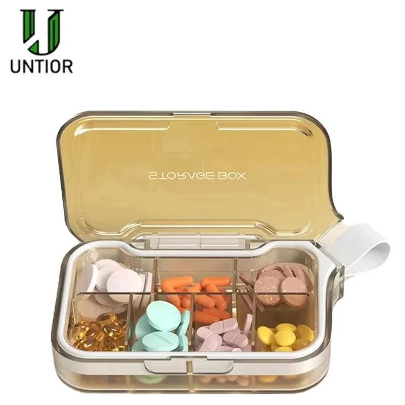 

Untior Pill Box Portable Dispenser on-The-Go Calcium Tablet Medication Dispenser Seven Days Large Capacity Sealed Pill Cases