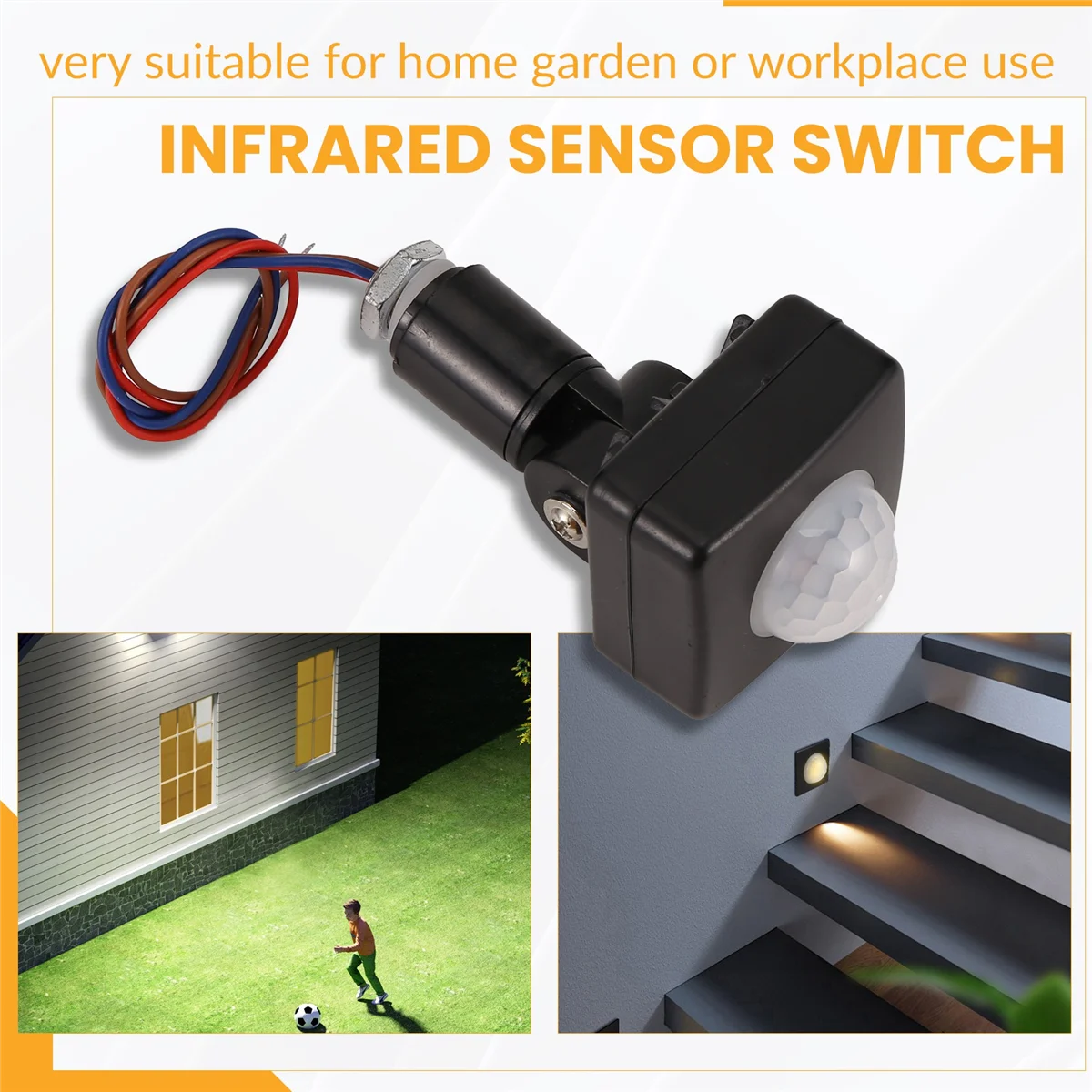 T85C 220V Mini Human Body Infrared Sensor Infrared Body Sensor Switch LED Flood Light PIR Motion Sensor Adjustable Black