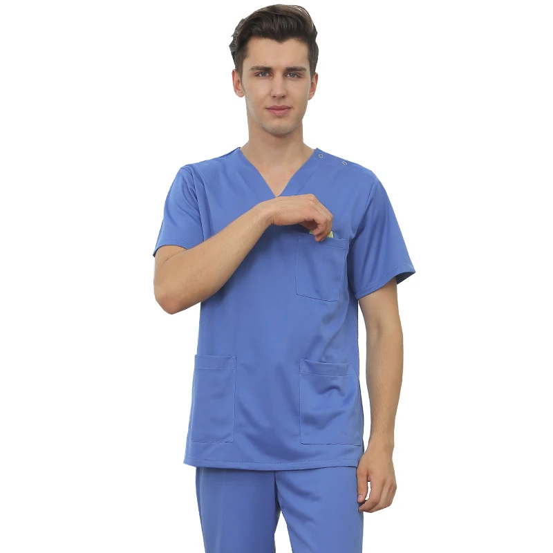 

Silky Scrub Set Nurse Medical Uniforms Women Men Dental Nurse Workwear Suit Ciel Top Pant Satin Surgeon Medic Scrubs Suit 301