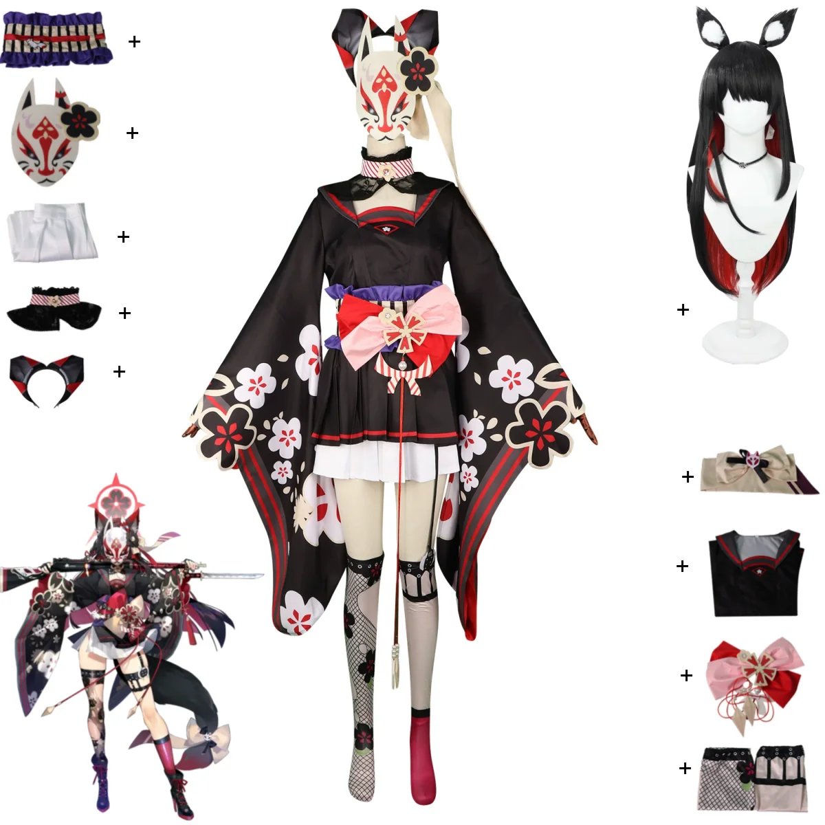 

Костюм для косплея Косаки Вакамо из игры Blue Archive 2026: Японское аниме-кимоно, юбка, парик Лолита, женский сексуальный милый костюм на Хэллоуин