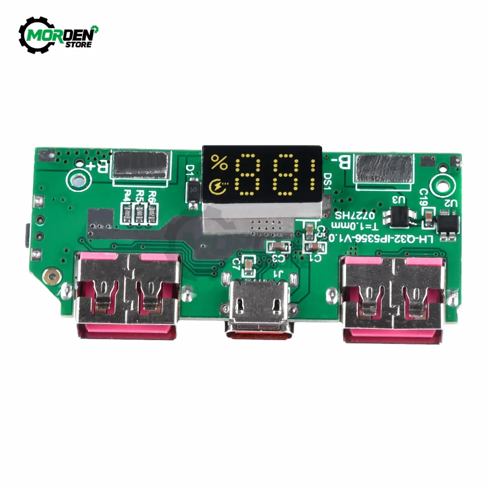 Cyfrowy wyświetlacz 5V 3A z baterią litową, szybki moduł ładowarki TYPE-C zasilacz Micro USB QC3.0 2.0 PD3.0 PD2.0/AFC/FCP