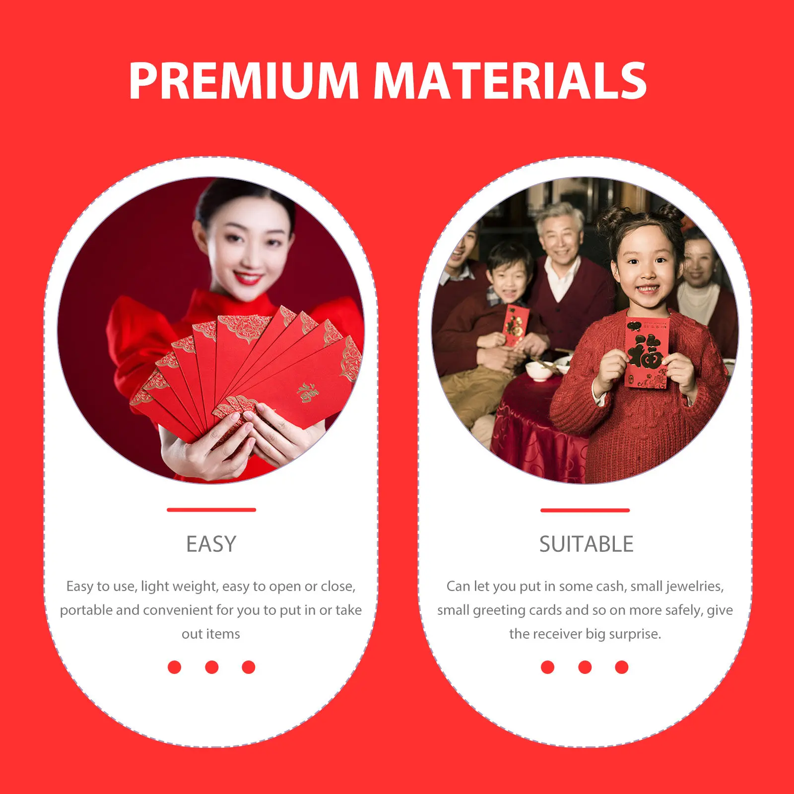 

6Pcs Paper Red Envelopes 2024 Year of Dragon Lucky Money Bags Creative Adorable Dragon Pattern New Year Red Packets for Family