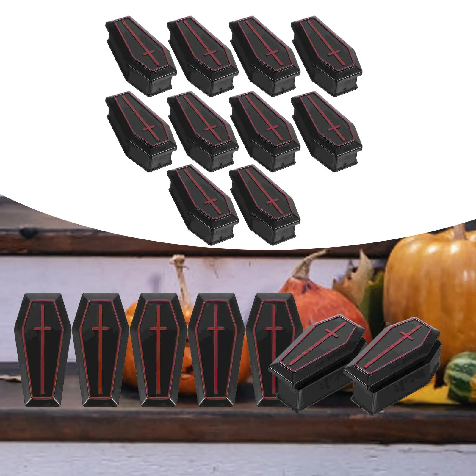 

10x Mini Coffin Boxes Vintage Style Figurines Crafts Halloween Decoration for Indoor Tabletop Prank Props Living Room Home