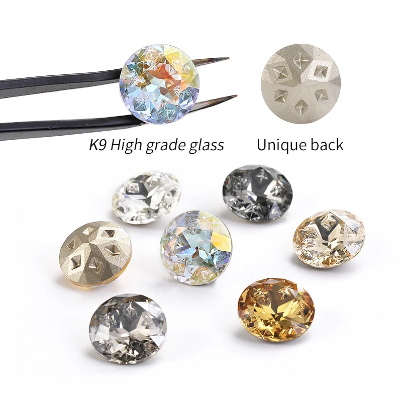 Round Shape Glass Crystal Rhinestones Vintage Fancy Stones Jewelry Making Accessories Pointeback Loose Crystal Rhinestones