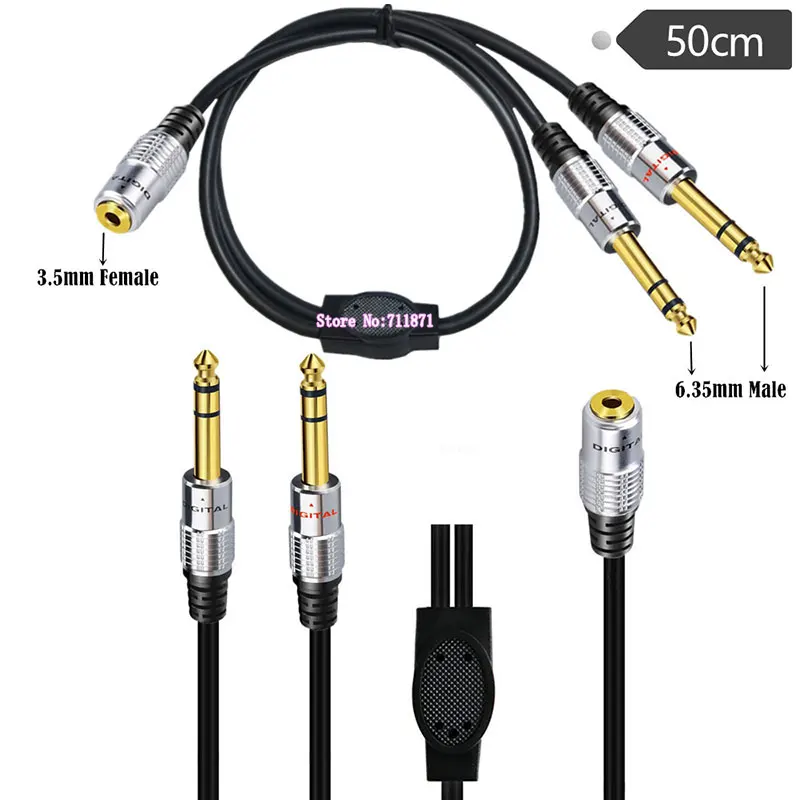Macho para cabo adaptador fêmea, Audio Line Wire, Macho, Fêmea, 2, 6,35mm, 6,35 m, F, TRS, 3,5mm