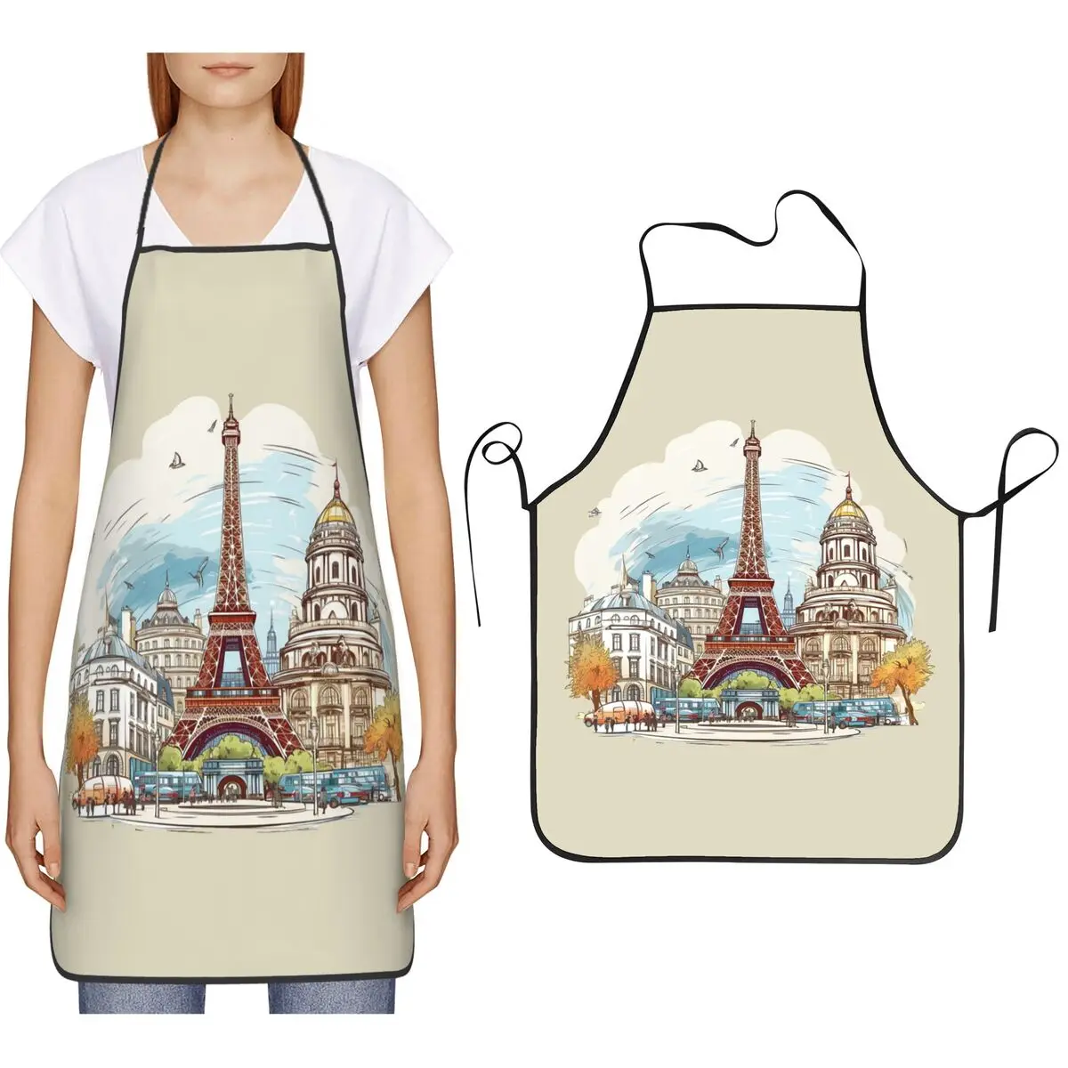 

Эйфелева башня в Париже, фартук для эскизов, фартук для шеф-повара, приготовления пищи, выпечки, нагрудник без рукавов, кухонный сарафан для уборки для женщин и мужчин, садоводства