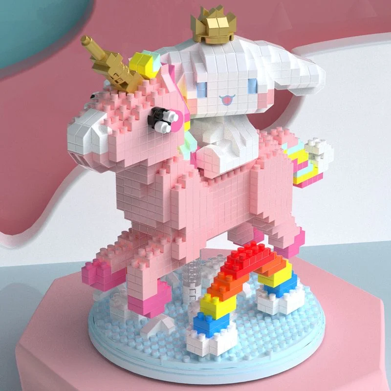 

Sanrio Kawaii Cinnamoroll микро строительные блоки Радуга Единорог 3D модель сборные мини кирпичи Фигурки игрушки для детей Подарки