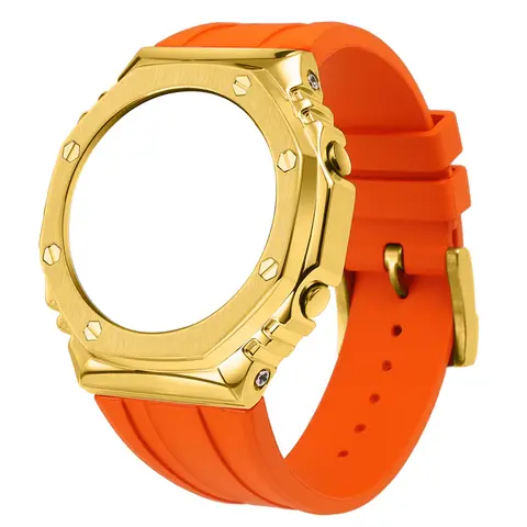 Rostfritt stålboett och gummiarmband för Casio G-Shock GA-2100/2110 | AP Royal Oak-stil modifieringssats med åttkantig infattning 16 mm 10 best sales g shock ap-fodral - №1