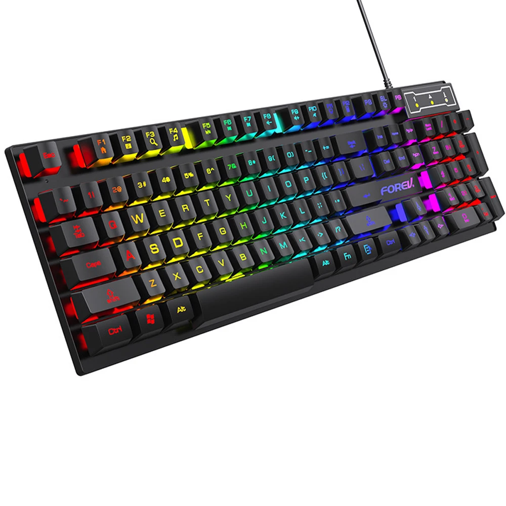 104 Tombol Keyboard Mekanis Keyboard Gaming Berkabel untuk Laptop Desktop Ergonomi RGB Backlit LED Keycaps Aksesori PC