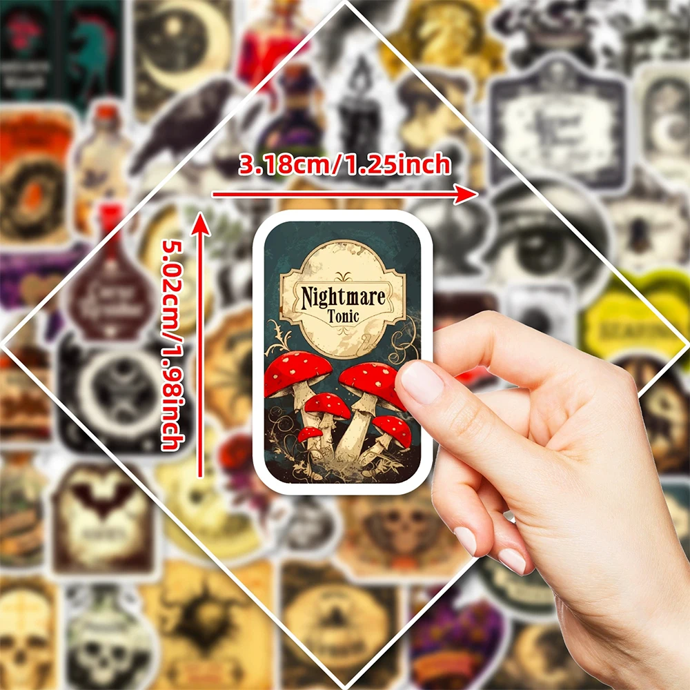 

10/30/50pcs Cool Retro Magic Apothecary Cartoon Stickers Gothic Skull Decals for Kid DIY Skateboard Helmet Luggage Sticker Decor