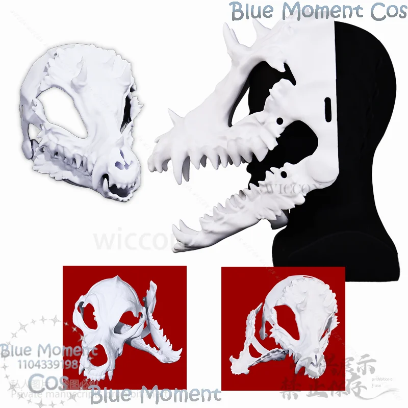 

Маска с пушистым черепом для косплея, 3D жесткая маска, необычный костюм, реквизит кигуруми, полилутическая кислота, подвижный головной убор, вечеринка на Хэллоуин, по индивидуальному заказу