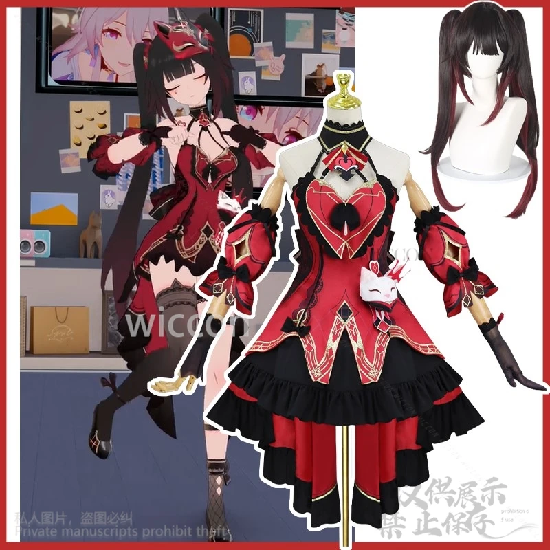 Gioco Anime Honkai Star Rail Cosplay Sparkle Costume Rosso Lolita Abito per donna Ragazza Copricapo Maschera per Halloween Personalizzato