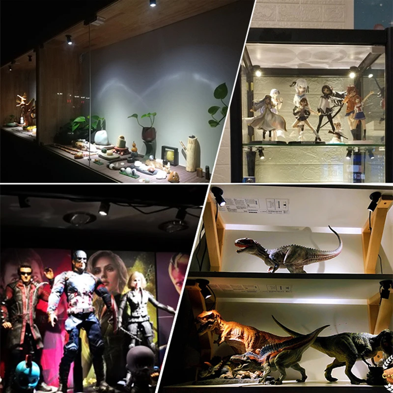 USB DC5V Mini LED Spotlight 3W Adjustable Jewelry Cabinet Showcase Counter Lamp Surface Mounted Ceiling Spot Light With Switch