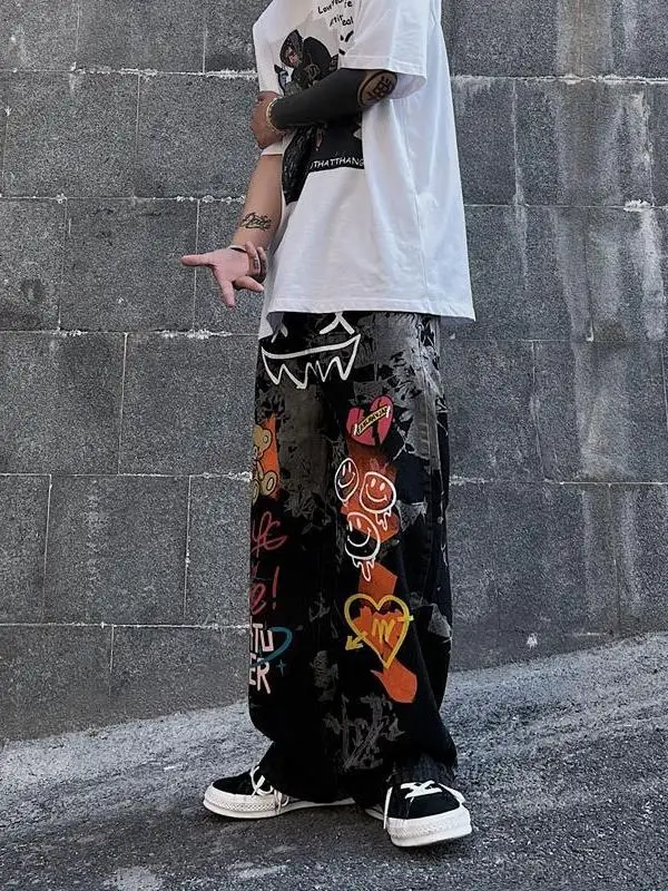 

Spring Summer High Street fiti Dad Jeans Men's Cleanfit Sle Mid-Elastic High Waist PU Fabric Mid-Year Collection