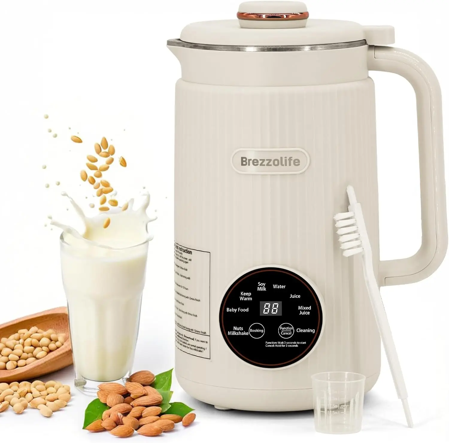 Nut Milk Maker,40oz Large Capacity Stainless Steel Automatic Soy Milk Machine for Homemade,Oat,Plant-Based Milk and Non-Dairy Be