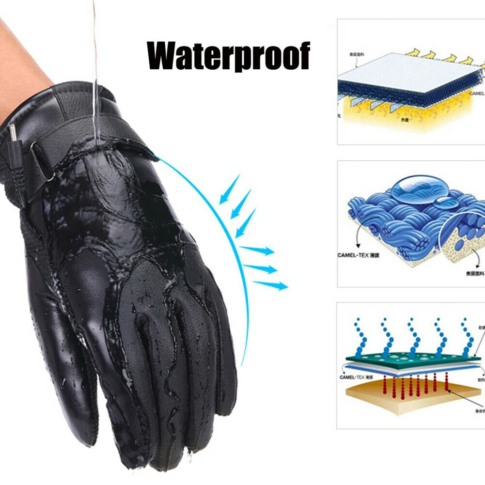 Guantes calefactables con USB, resistentes al agua, guantes calefactores eléctricos de invierno, calentadores de manos, guantes cálidos de invierno