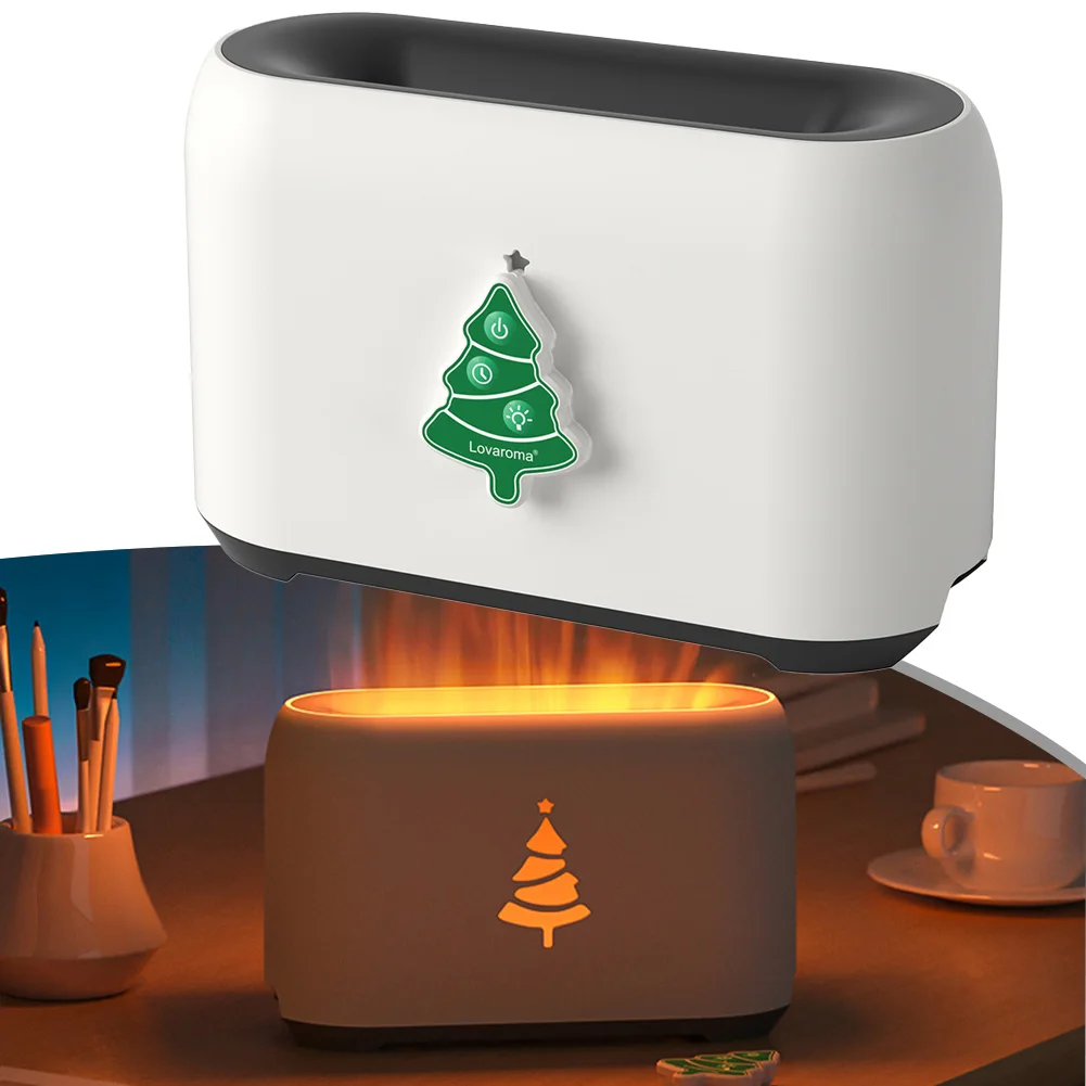 

1pc Christmas Flame Humidifier ABS Aromatherapy Machine Remote Control Atmosphere Light Household Christmas Decor Supplies