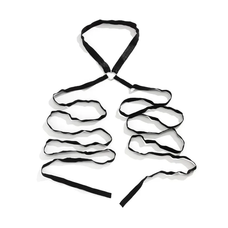 Women Harajuku Sexy Elastic Bandage Leg Thigh Chain Lingerie Harness Adjustable Heart Garter Goth Belt Cosplay Body Accessories