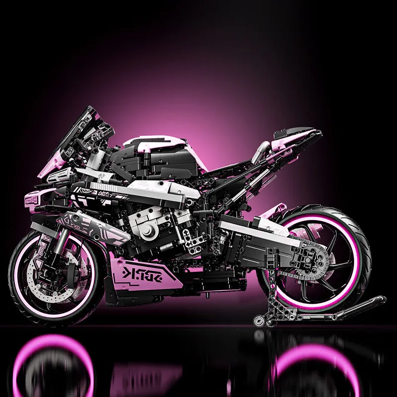 Blocs de construction de moto techniques M1000RR rose 1:8, 1920 pièces, briques à assembler MOC, jouets de moto de course, cadeau pour enfant et adulte