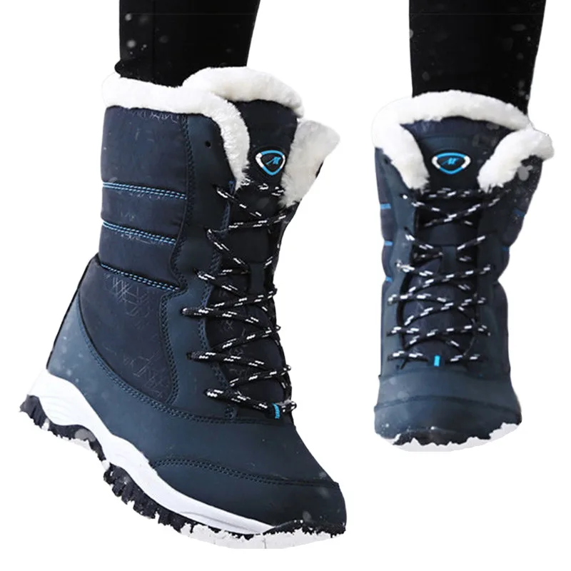 Bottes femme talons bottes pour chaussures d'hiver femme garder au chaud fourrure Botas Mujer 2025 bottes de neige plate-forme chaussures blanc noir botte