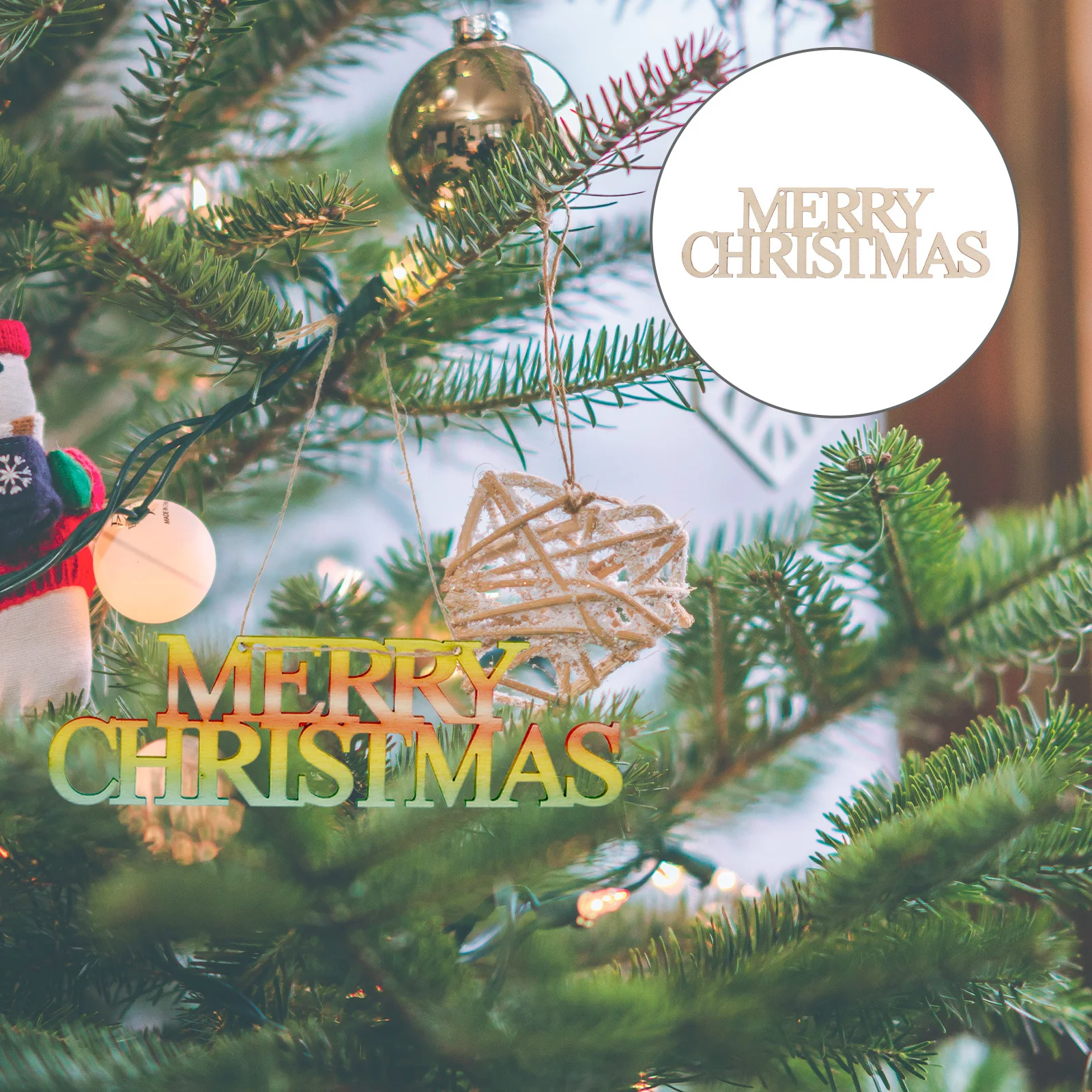 

10Pcs Unfinished Wooden Cutouts Merry Christmas Wood Slices DIY Decorations Christmas Tree Gift Tags Slices for Crafts