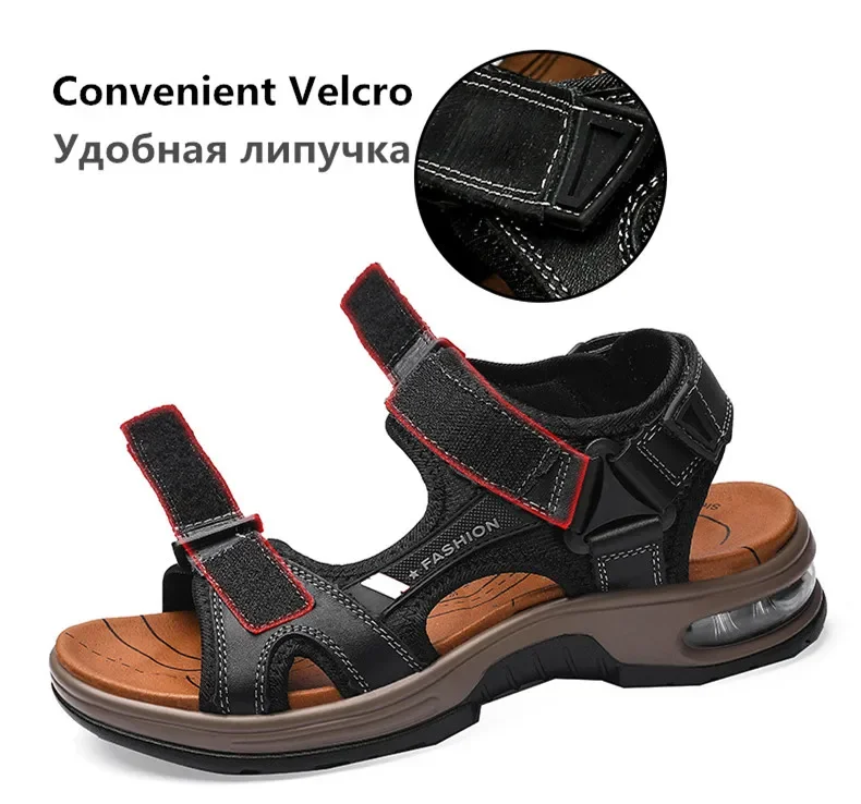 Neue Sommer Echtes Leder Männer Sandalen Mode-Design Atmungsaktive Casual Schuhe Männer Weichen Boden Outdoor Strand Sandalen Große Größe 46 – Detail 6