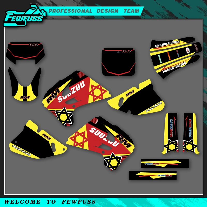 

Fewfuss Full Graphics Decals Stickers Motorcycle Background Custom Number For SUZUKI RMX 125 250 RMX125 RMX250 1992 1993-1995