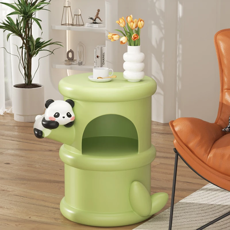 Modern Panda Bamboo Tube Tea Table Sculpture Decoration Resin Living Room Sofa Side Tea Tables Furniture Decorations