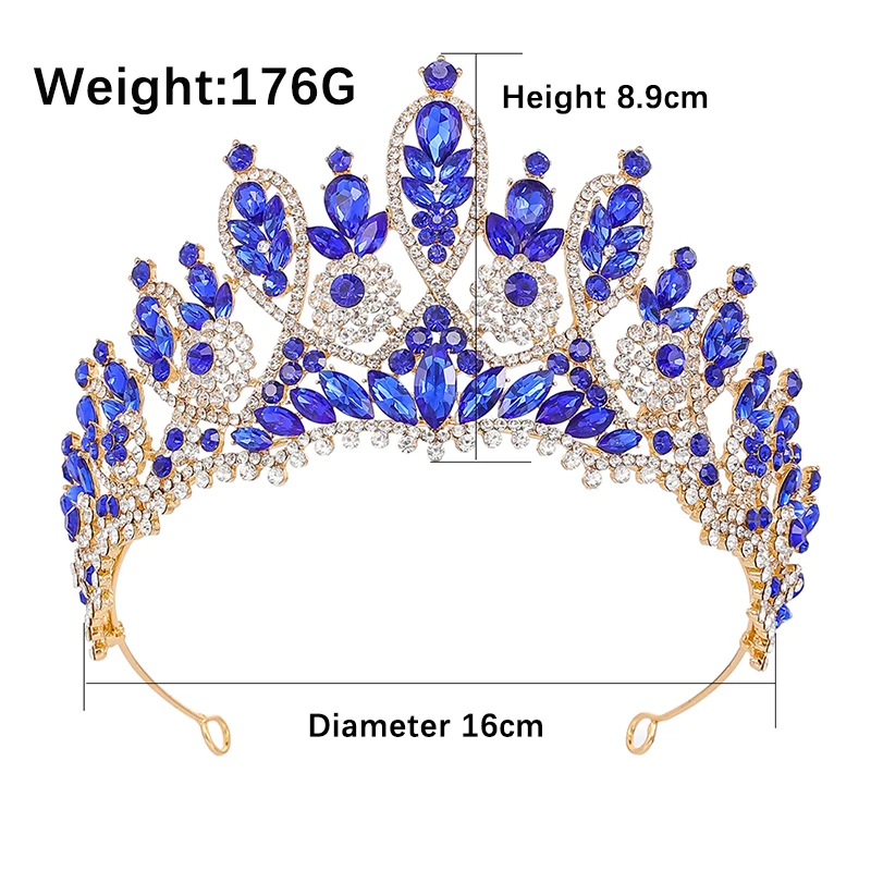 ​ تيارا زفاف من حجر الراين الملكي الملكي وغطاء رأس للولائم الكريستالية للسيدات ​ إكسسوار شعر تاج الزفاف لحفلات المهرجانات للنساء