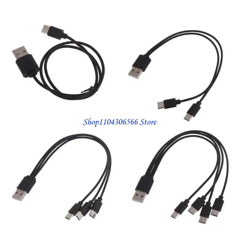 02DD 3 4 in 1 Fast Charging Cord with 3 4 Type-C Male Port for Phones Tablets