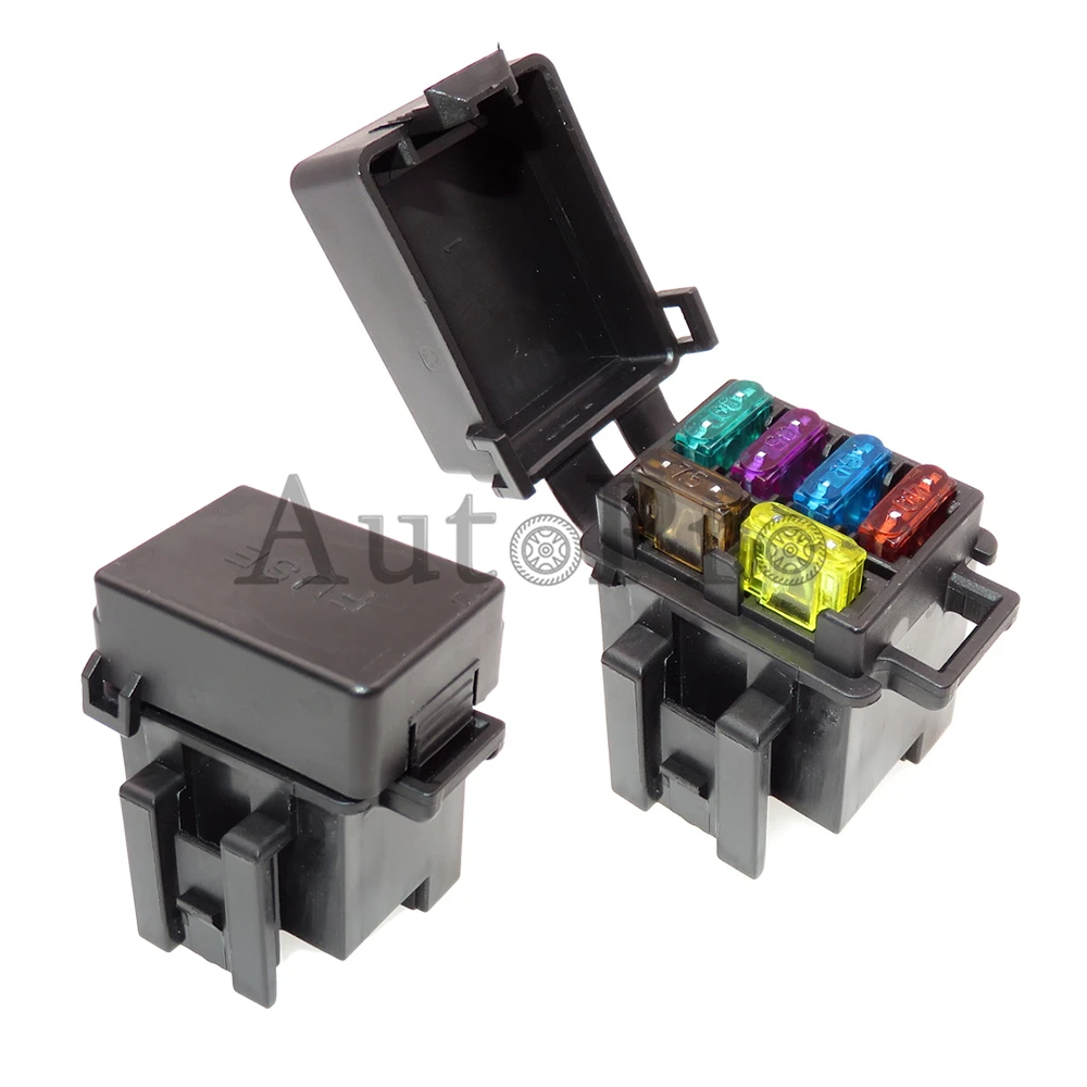 1 Set 4Ways Small AC Assembly Automobile Fuse Block Assembly Blade Type Fuses Box Mini In-line Fuse Holder With Crimp Terminal