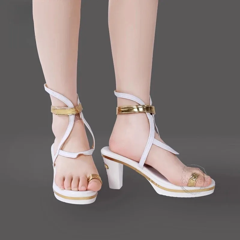 QQ28LQWuthering Waves Cartethyia Fleurdelys Cosplay Halloween Karnaval Sepatu Bot Modis Baru Sepatu Hak Pria dan Wanita