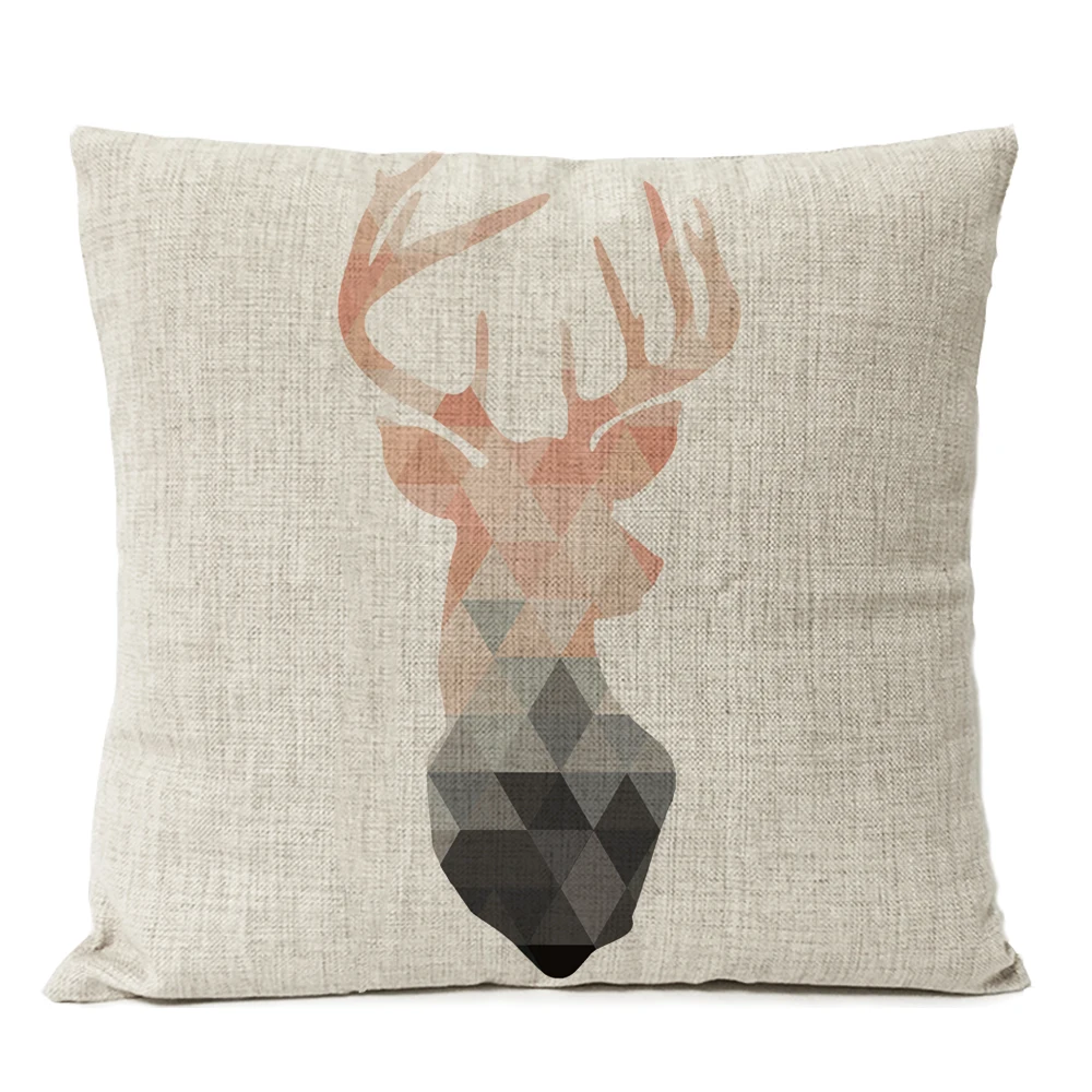 Nordic Deer Golden Geometric Pillow Case Loving Heart Black Grey Geometry Deer Decorative Pillows Sofa Home Decor Cushion Covers