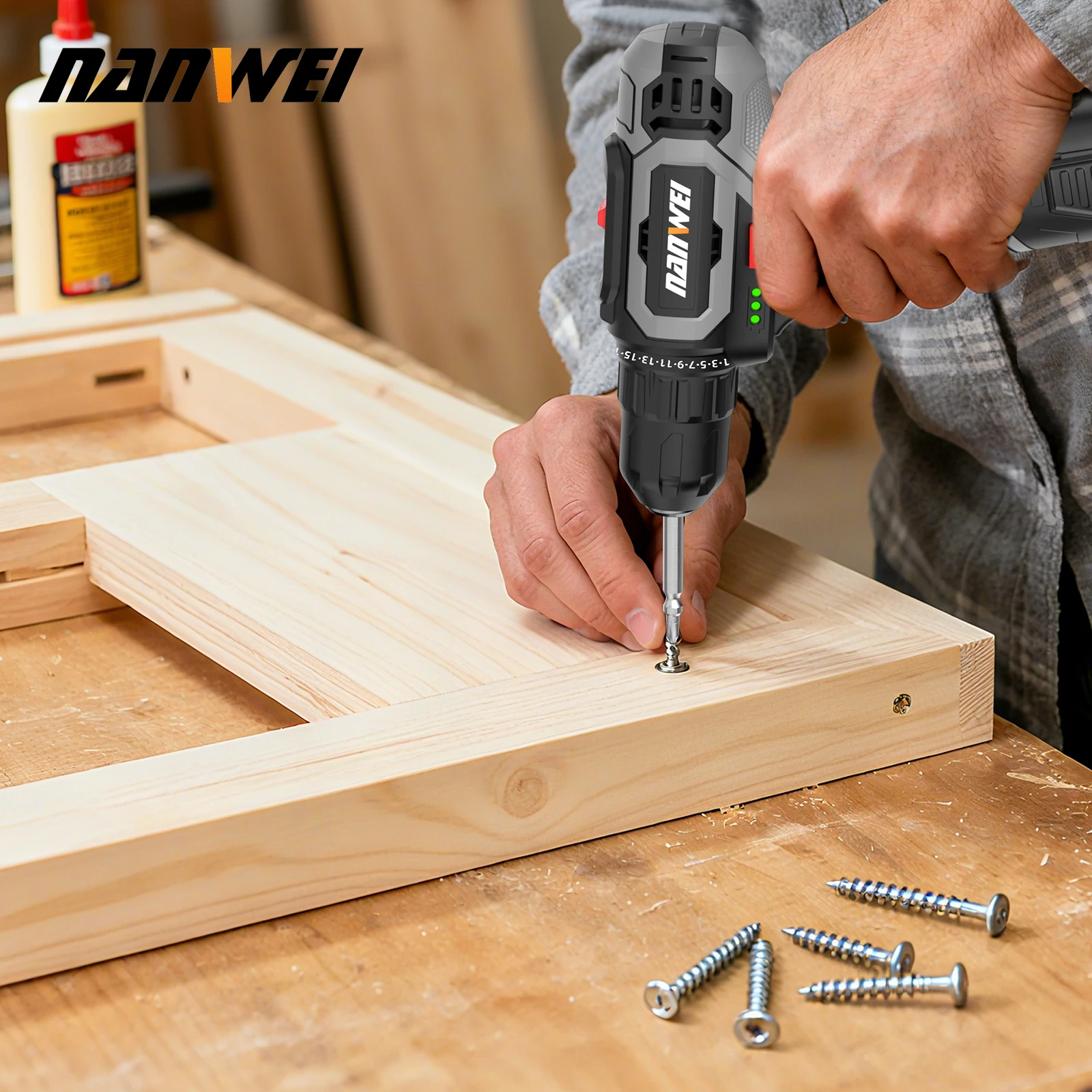 NANWEI Electric Hand Drill Household Electric Hand Drill Charging Tool Lithium Battery Multifunctional