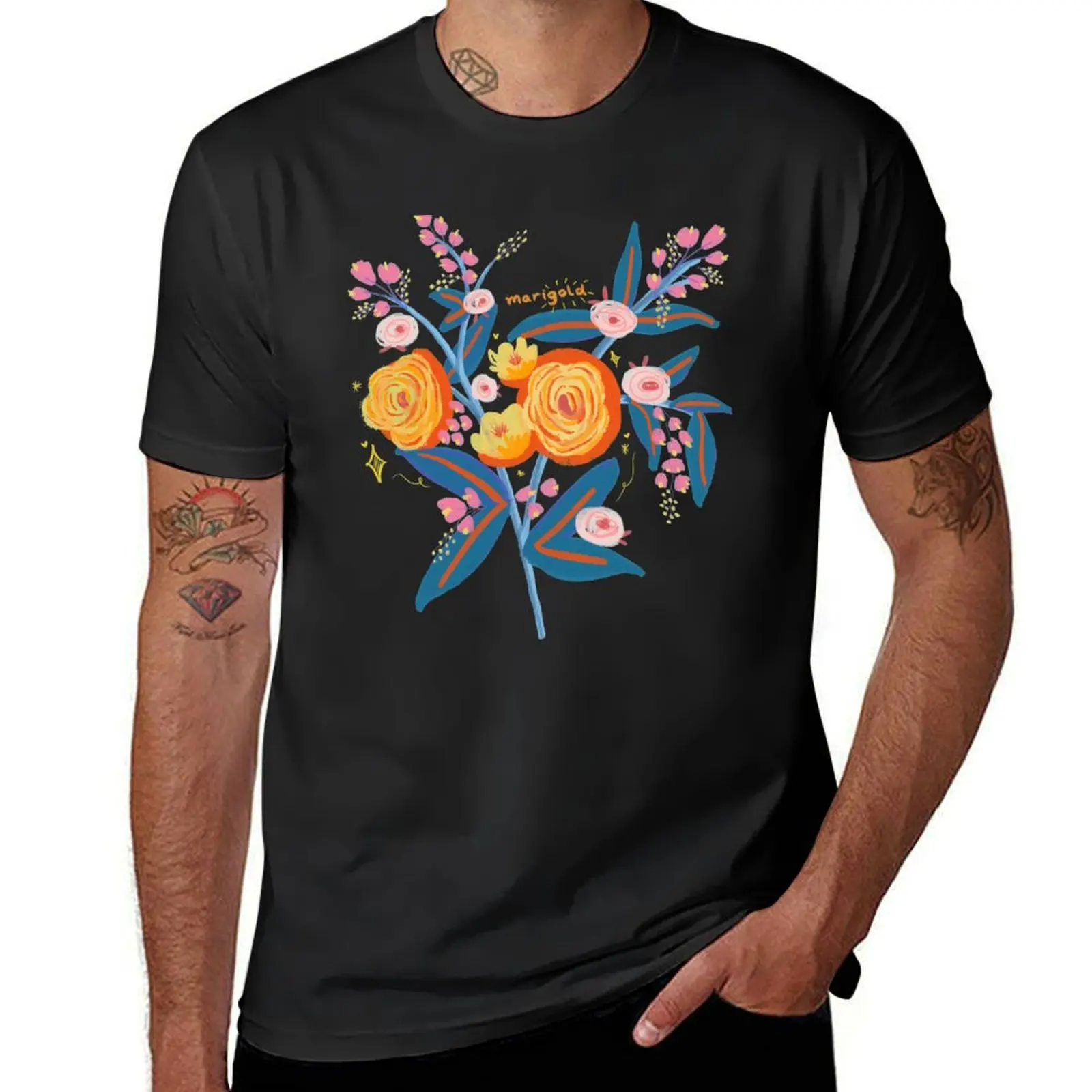 Marigold Flower T-Shirt sublime sweat blacks tees men t shirt