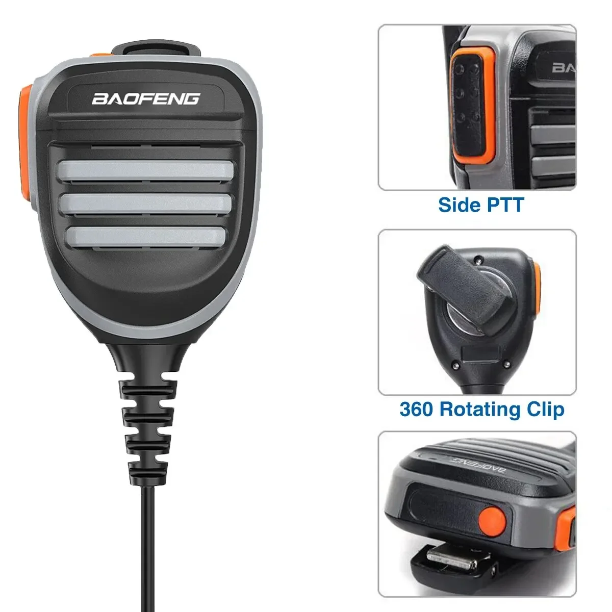 Baofeng Wasserdichtes Lautsprechermikrofon Schultermikrofon für BaoFeng UV XR UV 9R Pro Plus GT 3WP Wasserdichtes Walkie Talkie