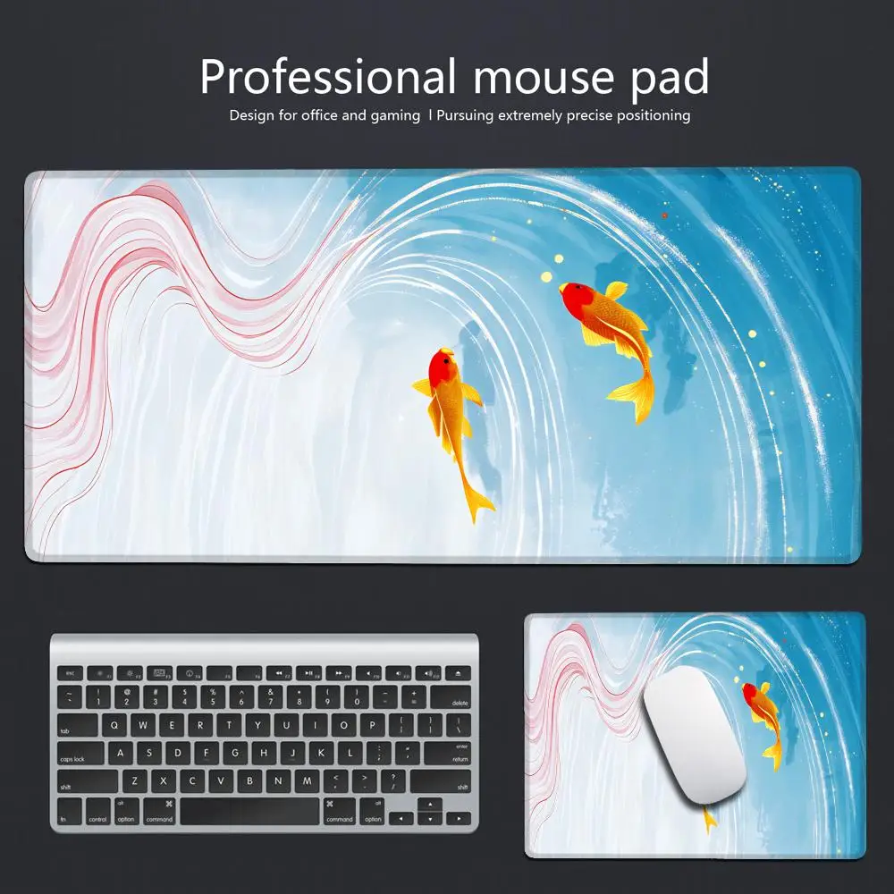 

HYBXAXCChinese Koi Fish Large Mouse Mat Gaming Mousepad Big Gamer Mousepads 120x55cm Rubber Keyboard Mats Desk Pad HD Mouse Pads