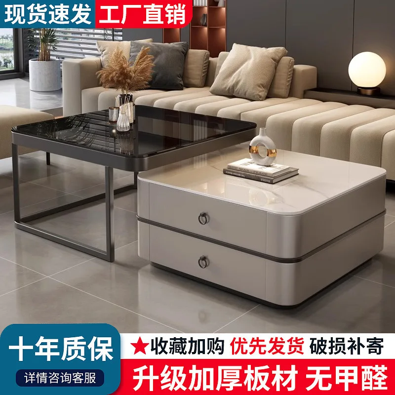 

Rock slab coffee table light luxury modern simple coffee table living room household small apartment balcony Italian