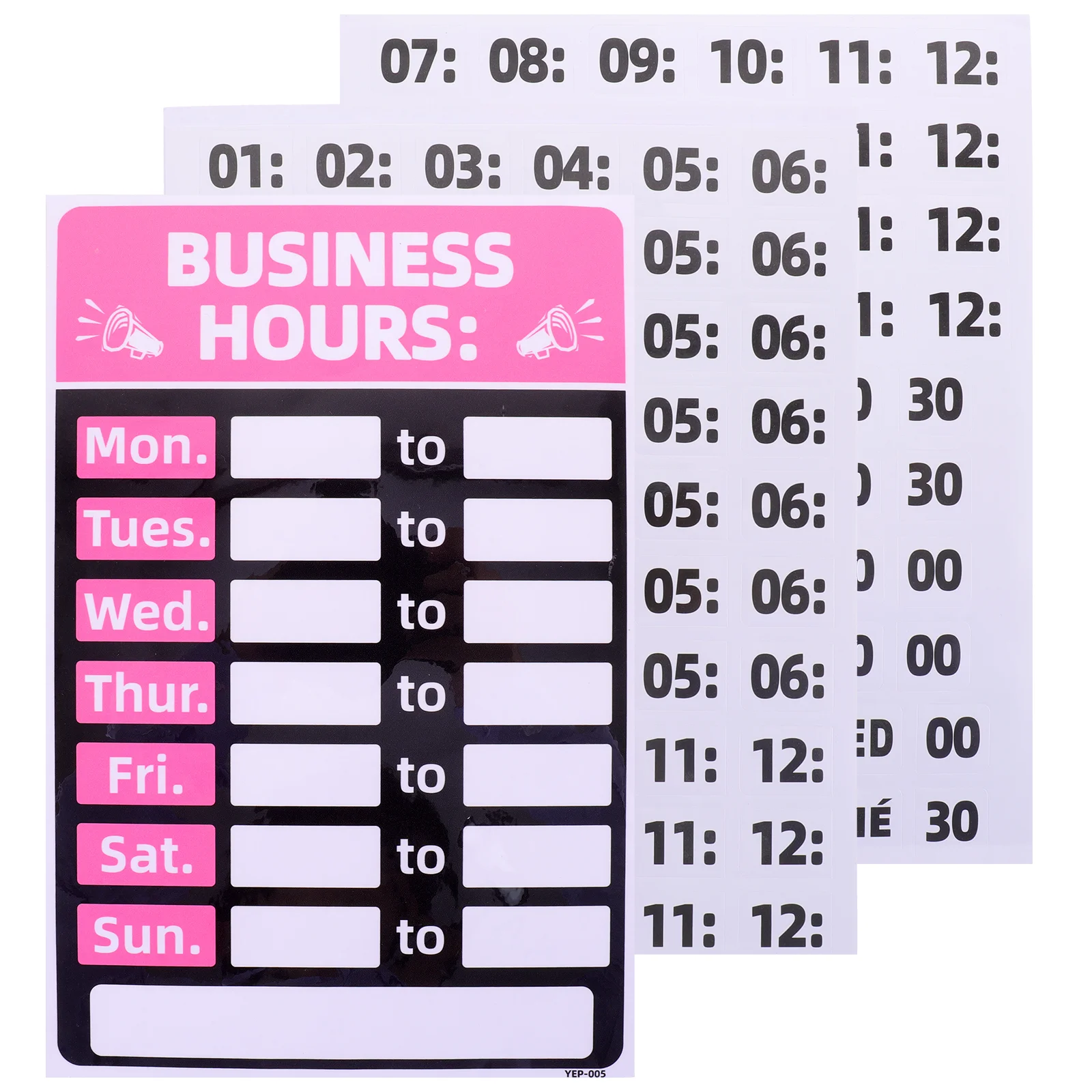 

2 Pcs Stickers Business Hours Signage Changeable Grand Opening Door for Doors Applique Window Close Signs Pink Shop Office