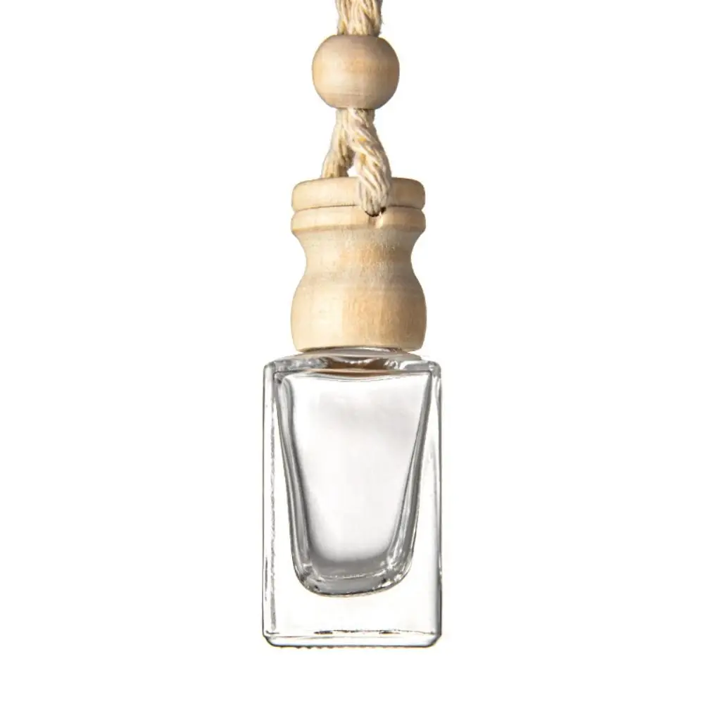 New Mini Fragrance Pendent Bottle Wooden Auto Aromatherapy Perfume Diffuser Automotive Decoration Car Hanging Glass Bottle
